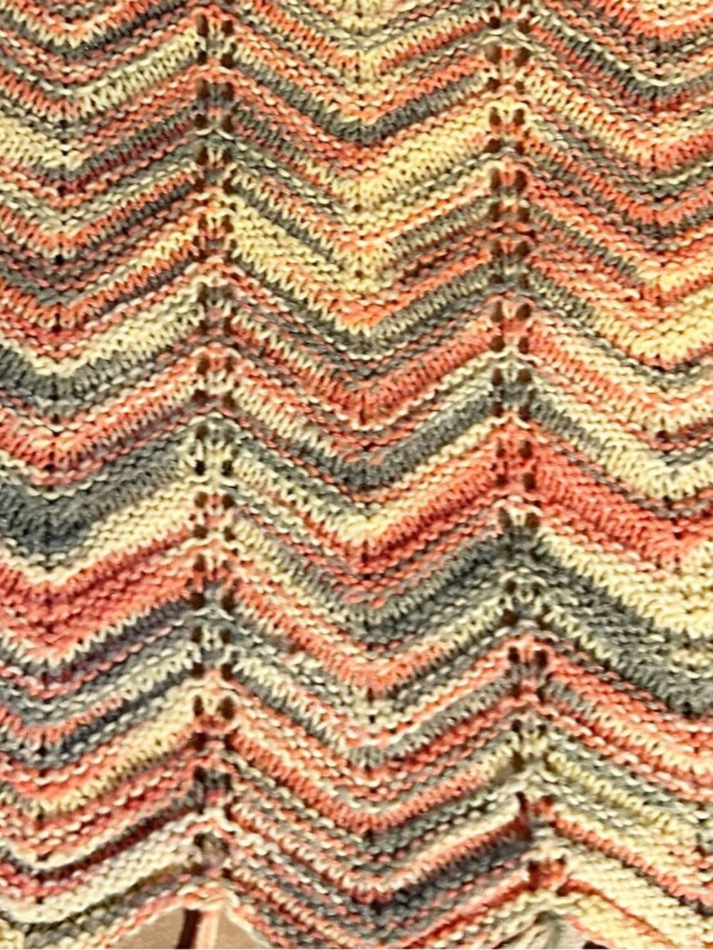 Vintage Handmade Crochet Orange Yellow Chevron Afghan Throw Blanket with Fringe